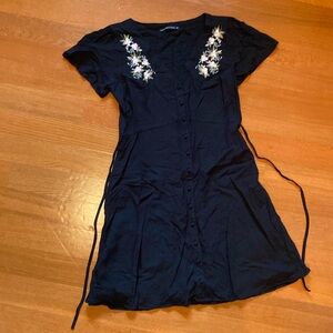 A&F embroidered black mini dress M